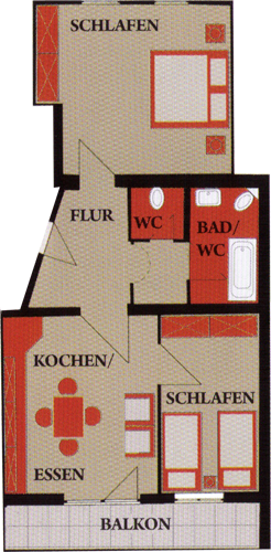 Grundrisszeichnung Appartement Schrofenstube